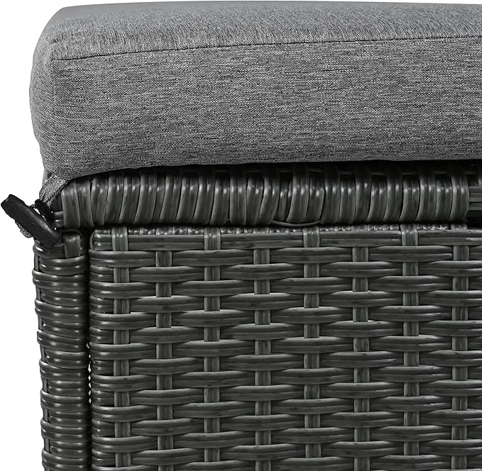 5-Piece Outdoor Patio Furniture Set with Dining Table&Bench, All-Weather PE Wicker Sofa w/2 Extendable SideTables&Cushions&Washable Covers, Rattan Conversation Couch for Backyard Yard, Gray