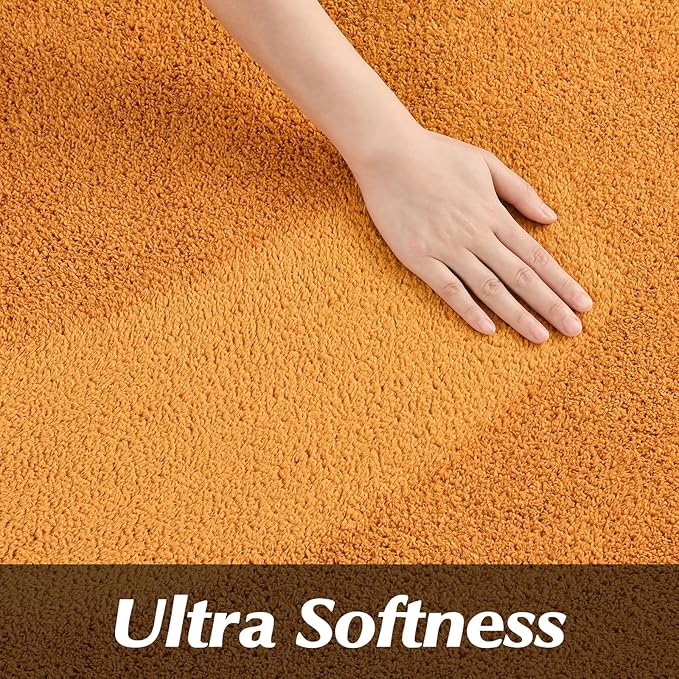 Round Area Rugs for Bedroom Living Room, 4x4 Orange Super Soft Comfy Thickened Memory-Foam Indoor Circle Carpets, Modern Aesthetic Minimalist Carpet for Boys Girls Adults Nursery Home Décor