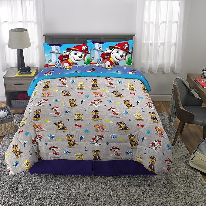 Franco Paw Patrol Kids Bedding Super Soft Comforter And Sheet Set, 5 Piece Full Size, (Official) Nickelodeon, 39 x 75 Inch