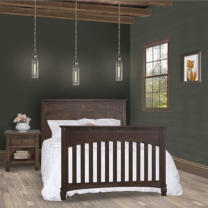 Evolur Santa Fe 5-in-1 Convertible Crib in Antique Brown, Greenguard Gold Certified, Features 3 Mattress Heights, Wooden Nursery and Bedroom Furniture, Baby Crib