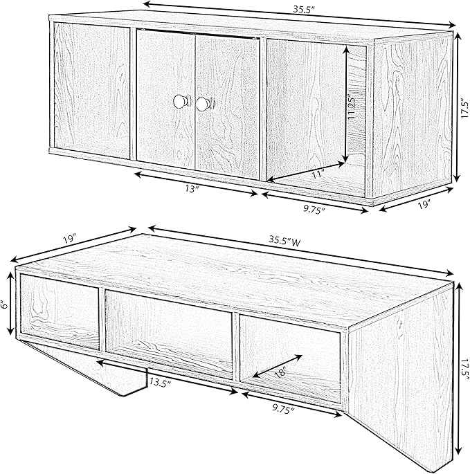Wall Mounted Office Computer Desk and Floating Hutch Cabinet, White