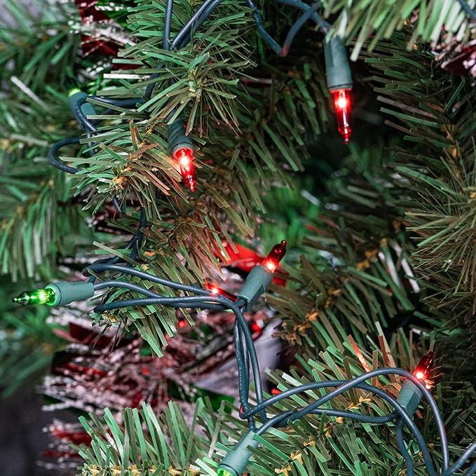 Dazzle Bright 2 Pack Total 132FT 400LED Red and Green Christmas Solar String Outdoor Lights, Solar Powered with 8 Modes Waterproof Fairy Lights for Bedroom Patio Garden Tree Party Yard Decoration