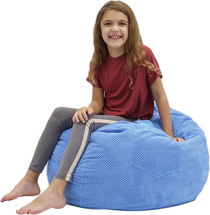 EMMandSOPHIE Kids Bean Bag Chair - Bean Bag Chair Kids- Toddler Bean Bag Chair- Bean Bag Stuffed Animal Storage -Bean Bag Chairs for Kids -Stuffed Animal Bean Bag Storage - Kid Bean Bag Chair