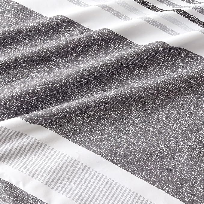 Bedsure Full Comforter Set - 7 Pieces Grey White Striped Bedding Sets Full Bed in A Bag with Comforters Full Size, Sheets, Pillowcases & Shams, Bed Sets