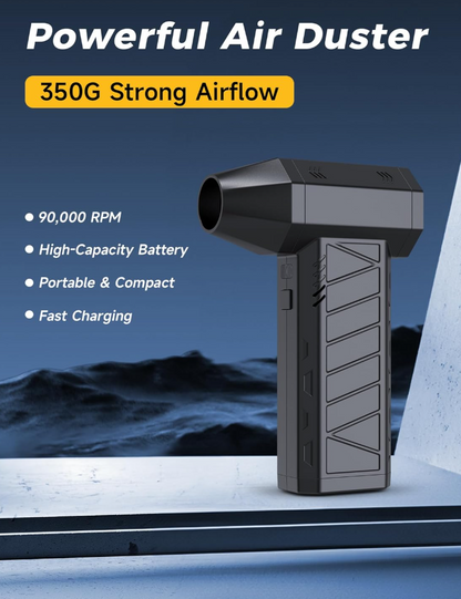 Compressed Air Duster Air Gun - Powerful Cordless Rechargeable 4-Gear Adjustable Air Blower with LED Lighting, for Computer, Keyboard, Car, Outdoor