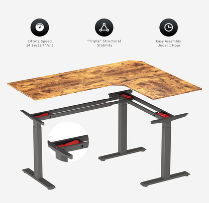 FEZIBO 75 Inches, Supports over 300mlbs, L Shaped Standing Desk Reversible, Electric Height Adjustable Corner Stand up Desk, Sit Stand Desk Computer Workstation, White Frame/Light Rustic Brown Top