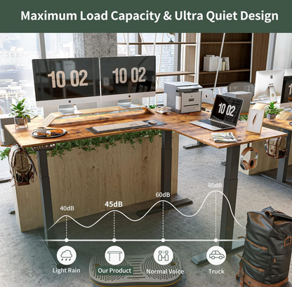 FEZIBO 75 Inches, Supports over 300mlbs, L Shaped Standing Desk Reversible, Electric Height Adjustable Corner Stand up Desk, Sit Stand Desk Computer Workstation, White Frame/Light Rustic Brown Top