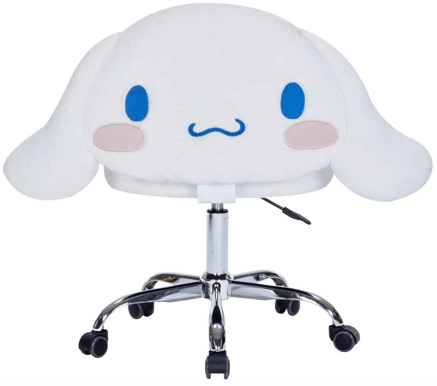 Impressions Vanity Cinnamoroll 360 Degree Swivel Vanity Chair for Bedroom, Armless Makeup Desk Chair with 5 Soft Rolling Wheels, Adjustable Seat Height, Metal Base, and Comfy Polyurethane Padded Seat