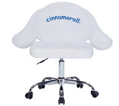 Impressions Vanity Cinnamoroll 360 Degree Swivel Vanity Chair for Bedroom, Armless Makeup Desk Chair with 5 Soft Rolling Wheels, Adjustable Seat Height, Metal Base, and Comfy Polyurethane Padded Seat