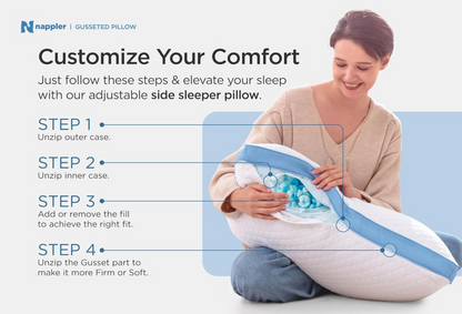 Side and Back Sleeper Pillow for Neck and Shoulder Pain Relief - Shredded Memory Foam Bed Pillow for Sleeping - 100% Adjustable Fill - Standard Size Modal Washable Case. Extra Fill Included