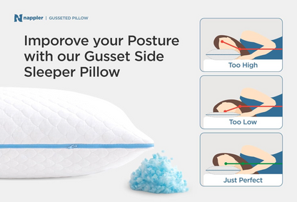 Side and Back Sleeper Pillow for Neck and Shoulder Pain Relief - Shredded Memory Foam Bed Pillow for Sleeping - 100% Adjustable Fill - Queen Size - Modal Washable Case. Extra Fill Included