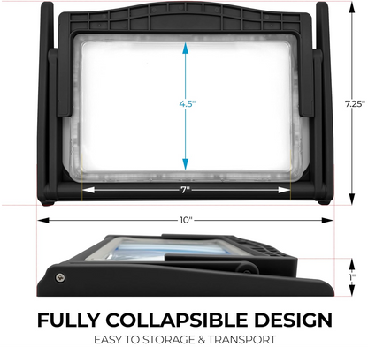 MAGNIPROS Patented 5X Large LED Page Magnifier with Detachable Stand | Eye Caring 3 Color Light Modes & Anti-Glare Lens to Reduce Eye Strain-Ideal for Reading Fine Print, Crafting, Low Vision Seniors