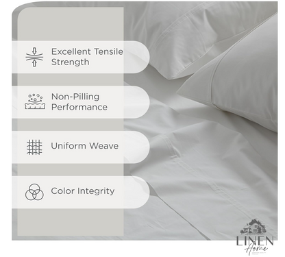 Linen Home 100% Cotton Percale Sheets Queen Size 4 Pc Cooling Set - White