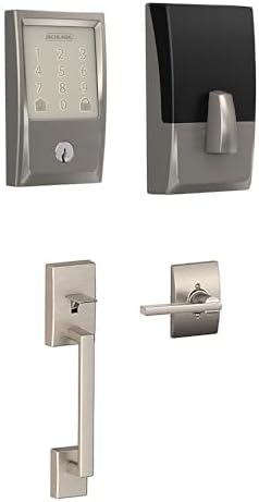 Schlage Encode Wi-Fi Smart Lock with Century Handleset Entry Set for Front Door, Satin Nickel