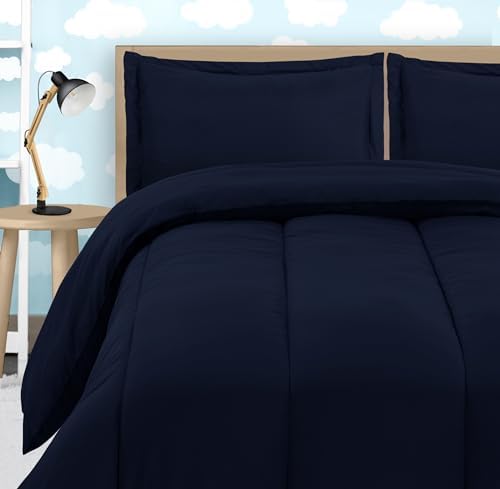 Utopia Bedding All Season Navy Comforter Set with 2 Pillow Cases, 3 Piece Soft Brushed Microfiber Kids Bedding Set for Boys/Girls, Machine Washable (Twin, Pack of 6)