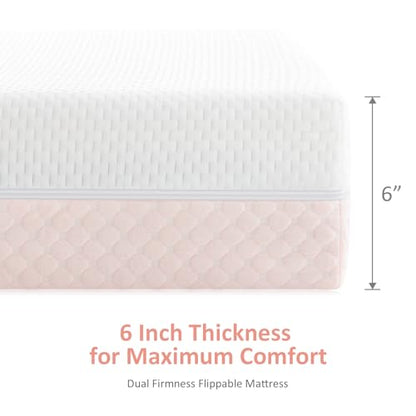 Crib Mattress, Dual Sided Comfort Memory Foam Toddler Bed Mattress, Triple-Layer Breathable Premium Baby Mattress for Infant and Toddler w/Removable Outer Cover - White&Blue