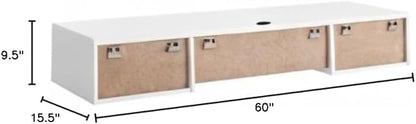 Modway Render Mid-Century Modern, Wall Mount Office Desk, White