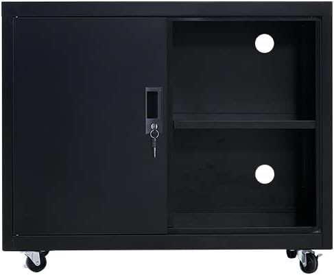 Metal Mobile Lateral File Cabinet, Storage Locker,Printer Stand with Open Storage Shelves for Office,School,Home,Living Room. (Black)
