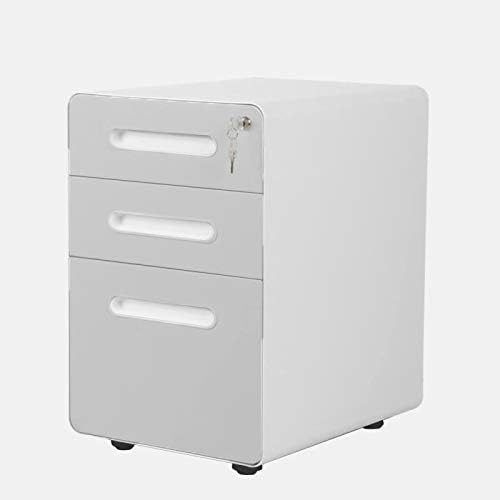 ApexDesk 3-Drawer Vertical Metal Mobile File Cabinet with Locking Keys - Light Gray Front Panel/White Body