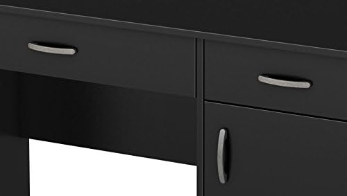 South Shore Small Computer Desk with Drawers, Pure Black