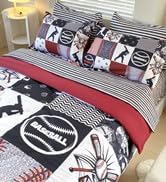 7 Piece Baseball Comforter Set Bed in A Bag Queen Size 3D Softball Sports Bedding Set for Boys Kids Microfiber Comforter All Season (1 Comforter, 1 Flat Sheet, 1 Fitted Sheet, 4 Pillowcase)