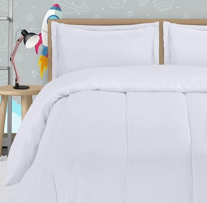 Utopia Bedding All Season White Comforter Set with 2 Pillow Cases, 3 Piece Soft Brushed Microfiber Kids Bedding Set for Boys/Girls, Machine Washable (Twin)