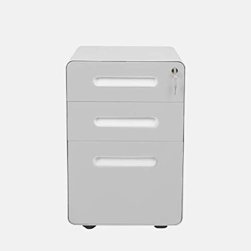 ApexDesk 3-Drawer Vertical Metal Mobile File Cabinet with Locking Keys - Light Gray Front Panel/White Body