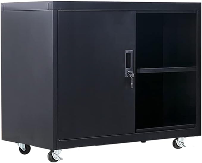 Metal Mobile Lateral File Cabinet, Storage Locker,Printer Stand with Open Storage Shelves for Office,School,Home,Living Room. (Black)