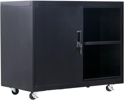 Metal Mobile Lateral File Cabinet, Storage Locker,Printer Stand with Open Storage Shelves for Office,School,Home,Living Room. (Black)