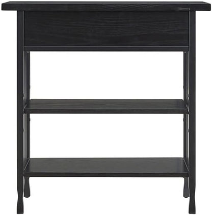 Leick Home 11261-BK Ironcraft Rustic Foyer Bookcase with Drawer Storage, Black Wash