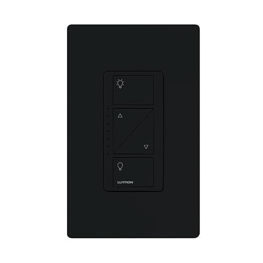 Lutron Caseta Original Smart Dimmer Switch (Lutron Smart Hub Required), for LED Lights, 150 Watt, Single-Pole/3-Way, No Neutral Required, PD-6WCL-BL 4-PACK, Black, 4 Pack