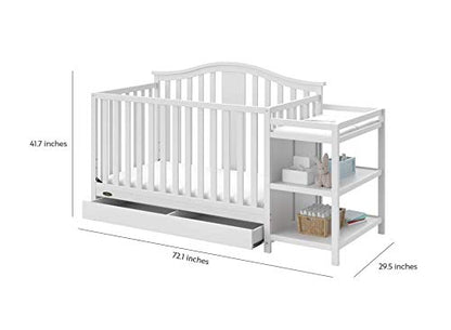 Graco Solano 4-in-1 Convertible Crib and Changer with Drawer (White) – Crib and Changing Table Combo with Drawer, Includes Changing Pad, Converts to Toddler Bed, Daybed and Full-Size Bed