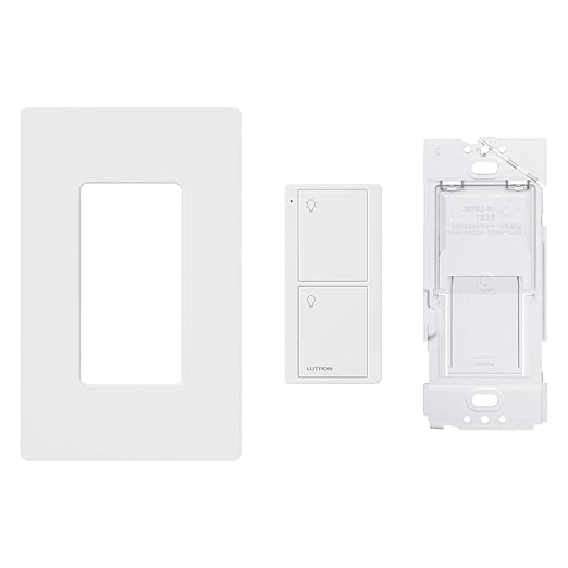 Lutron Pico Remote for Caseta Smart Switch, 2-Button Control , On/Off Control, For Table Top or Wallmount Use, with Wallmount Bracket and Wallplate, PJ2-2B-GWH-L01-BW, White