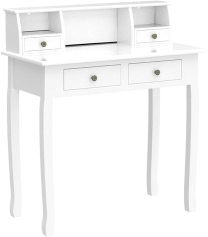 DMAITH Writing Desk with Hutch, 32 Inch Home Office Desk with Drawers, Study Table Computer Desk for Student, Makeup Dressing Table for Bedroom
