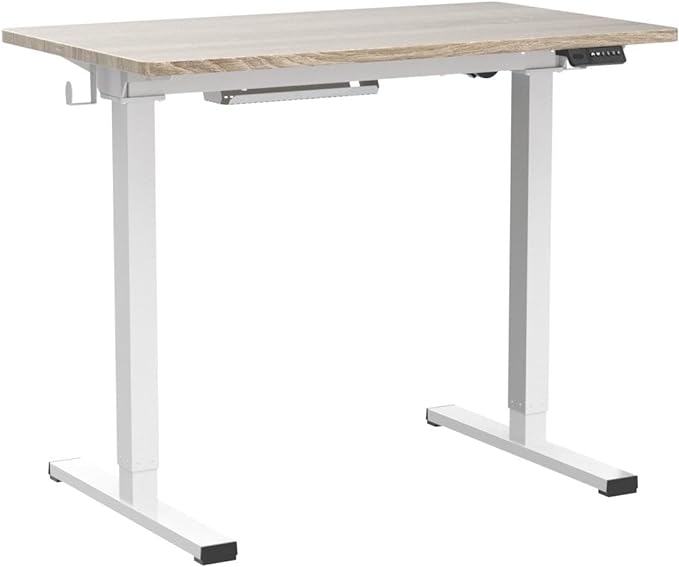 FLEXISPOT Standing Desk Quick Assembly Electric Stand Up Desk Whole-Piece Desktop Ergonomic Memory Controller Height Adjustable Desk(White Frame + 40" Grey Wood Grain Desktop)