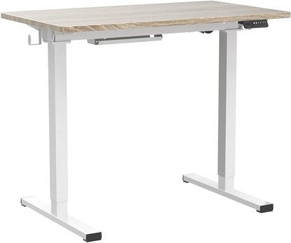 FLEXISPOT Standing Desk Quick Assembly Electric Stand Up Desk Whole-Piece Desktop Ergonomic Memory Controller Height Adjustable Desk(White Frame + 40" Grey Wood Grain Desktop)