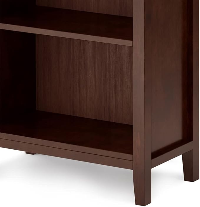SIMPLIHOME Artisan SOLID WOOD 26 Inch Contemporary 5 Shelf Bookcase in Russet Brown, For the Living Room, Study Room and Office