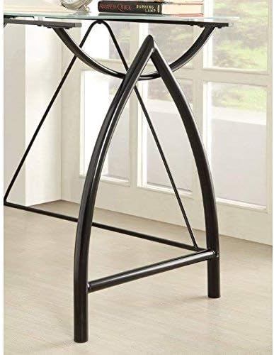 OSP Home Furnishings Newport L-Shaped Computer Desk with Frosted Tempered Glass Top and Black Powder Coated Steel Frame (NWP25L-BK)