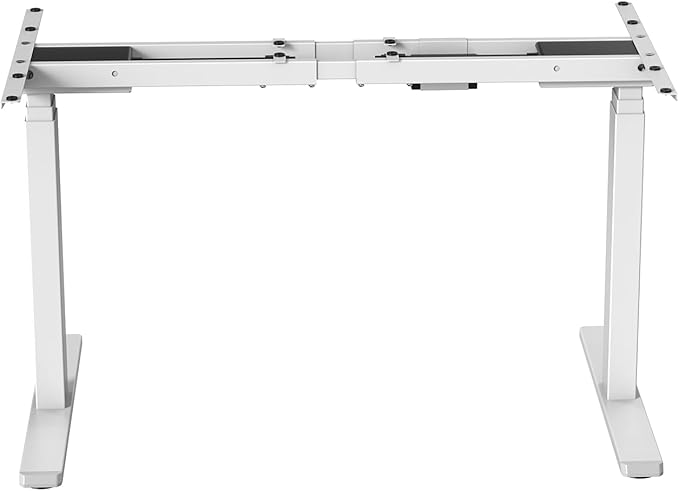 POUT TEKDEC Dual Motor 3-Stage Electric Adjustable Standing Computer Desk Base 24.4” - 51" Height for Home and Office (White)