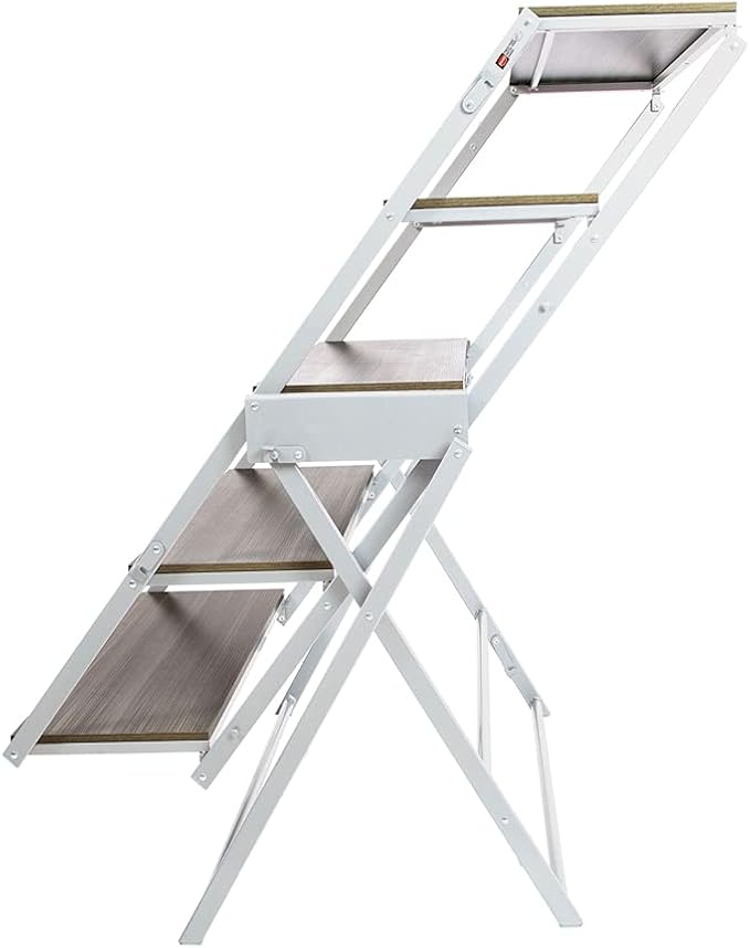 Origami Modern 2 in 1 Shelf to Table Style, Organizer Deco Rack Magically Turn to a Table/Desk in a Second,Fully Assembled,White/Birchwood US Patent Pending (STT-WHIBRC)