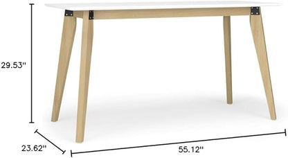 HON Basyx BSX55WPLTWH Modern Home Office Wood Computer Desk, 55", White