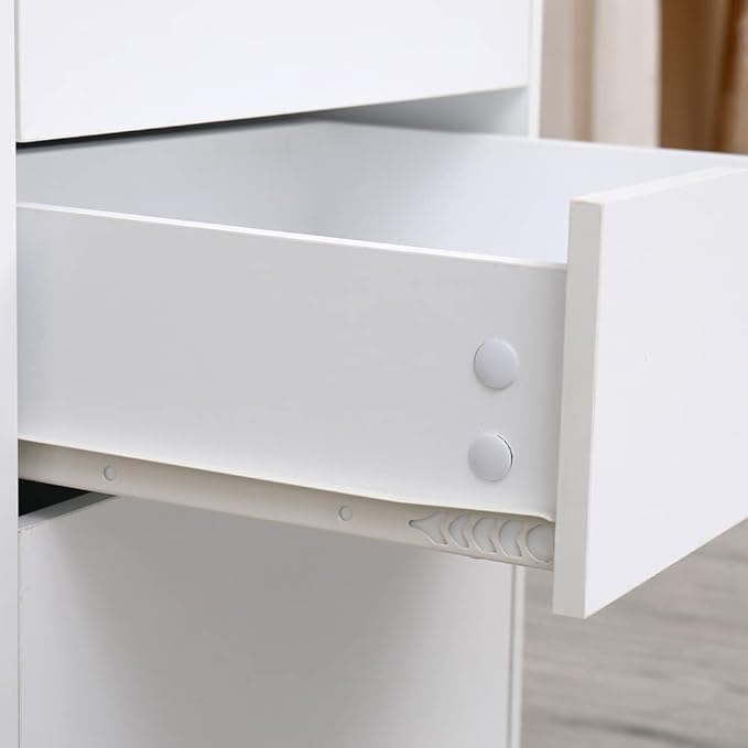 3 Drawers Storage Cabinet, Wooden Mobile Filing Cabinet for Mini Printer Stand, with Lockable Casters, for Home Office (3-Drawers, White)