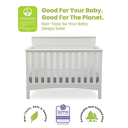 Delta Children Fancy 4-in-1 Convertible Baby Crib - Greenguard Gold Certified, Bianca White
