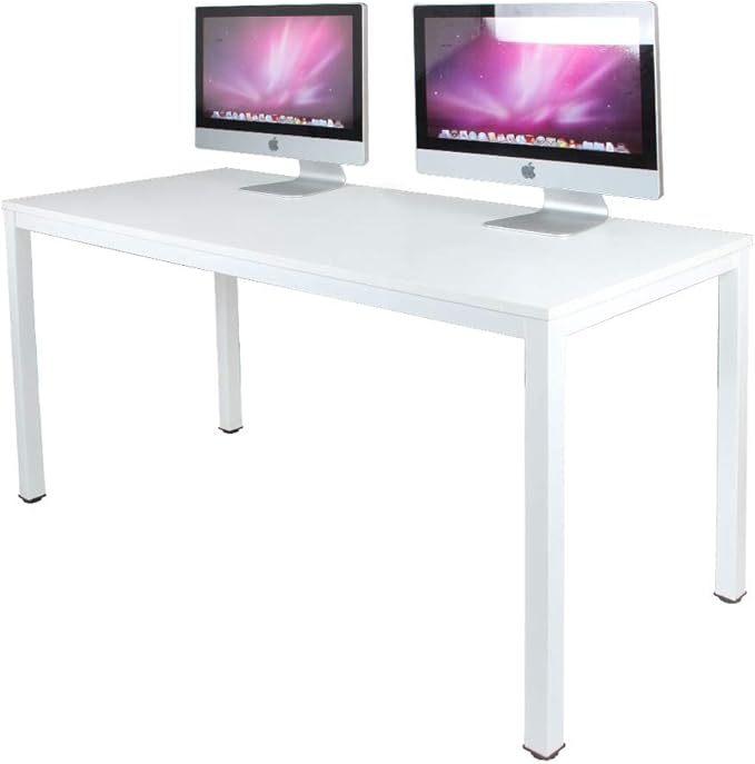 SogesGame Computer Desk, 63 inches Office Desk Computer Table Study Writing Desk Workstation for Home Office, White Dining Table