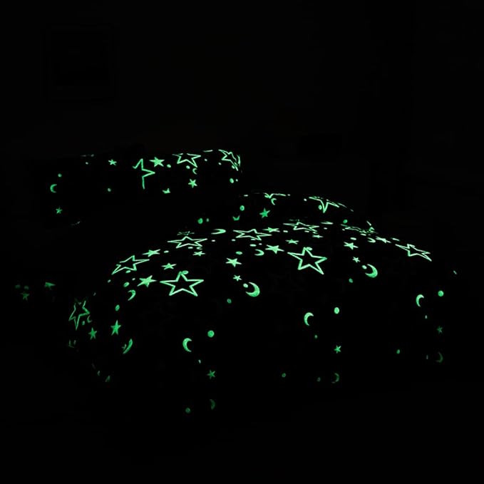 Feelyou Galaxy Glow in The Dark Comforter Set for Girls Kids Queen Purple Universe Starry Night Bedding Set Super Soft Outer Space Stars Moon Comforter Girl Bedroom Glow Decor Bedding Quilted Duvet