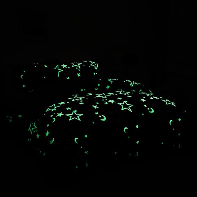 Feelyou Galaxy Glow in The Dark Comforter Set for Girls Kids Full Purple Universe Starry Night Bedding Set Super Soft Outer Space Stars Moon Comforter Girl Bedroom Glow Decor Bedding Quilted Duvet