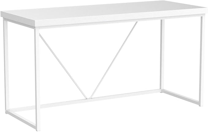 Home Office Desk, Metal and Wood Computer Desk, Modern Rustic Work Study Writing Table for Living Room Bedroom, White Oak, 55 inch