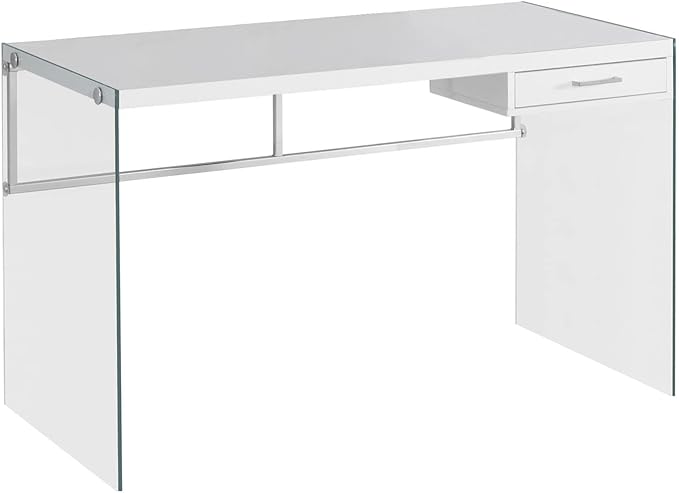 Monarch Computer Desk, Glossy White, 48"
