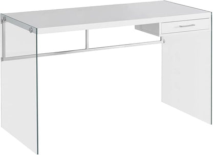 Monarch Computer Desk, Glossy White, 48"