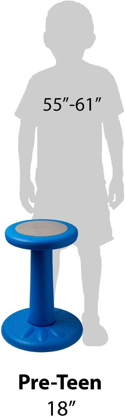 Studico ActiveChairs Kids Wobble Chair, Flexible Classroom Seating improves Focus, Posture & Helps ADHD/ADD. Get The Wiggles out, Active Fidget Desk Chairs, Pre-Teen 17.75" Stool, Ages 7-12, Blue